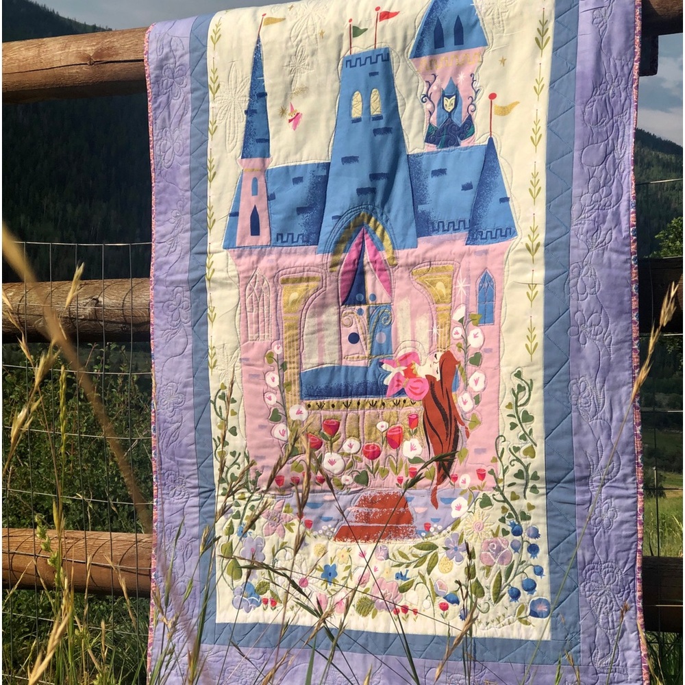 Handmade and quilted Rupunzel quilt.